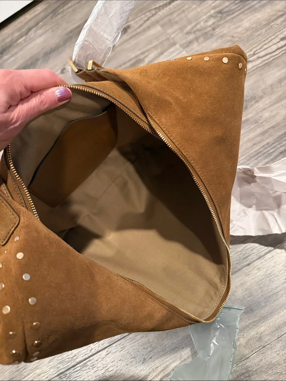 NWT Madewell The Essential Curve Shoulder Bag Studded Aged Cognac NEW WITH TAGS